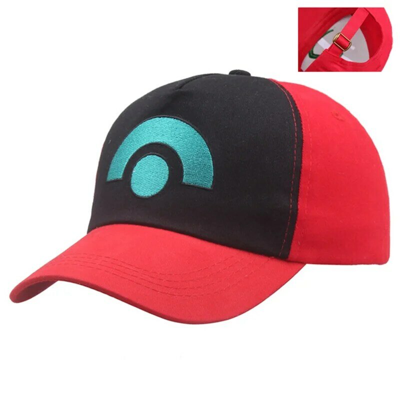 Anime Splicing cappello da sole Ash Ketchum Cosplay Unisex ricamo berretto da Baseball tasca Snapback cappelli regolabili Prop