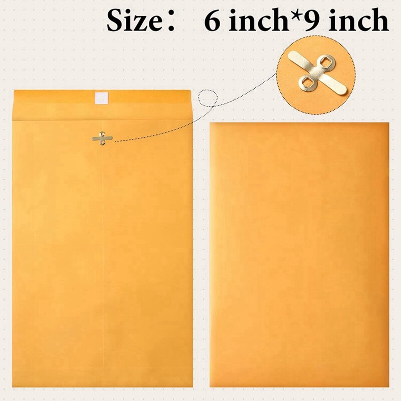 6 X 9Inch Clasp Envelopes With Gummed Seal, Small Clasp Mailing Envelopes Made From 28Lb Kraft Paper, Bulk 120 Pack Durable