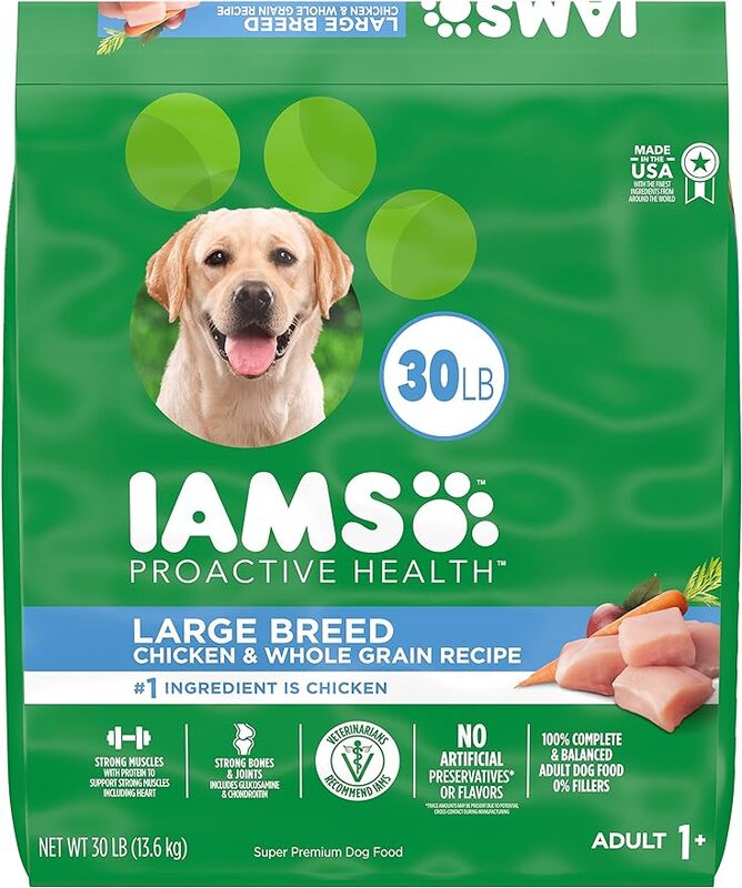 IAMS dorosły wysokobiałkowy duża rasa suchy karma dla psów z prawdziwym kurczakiem, worek 30 funtów