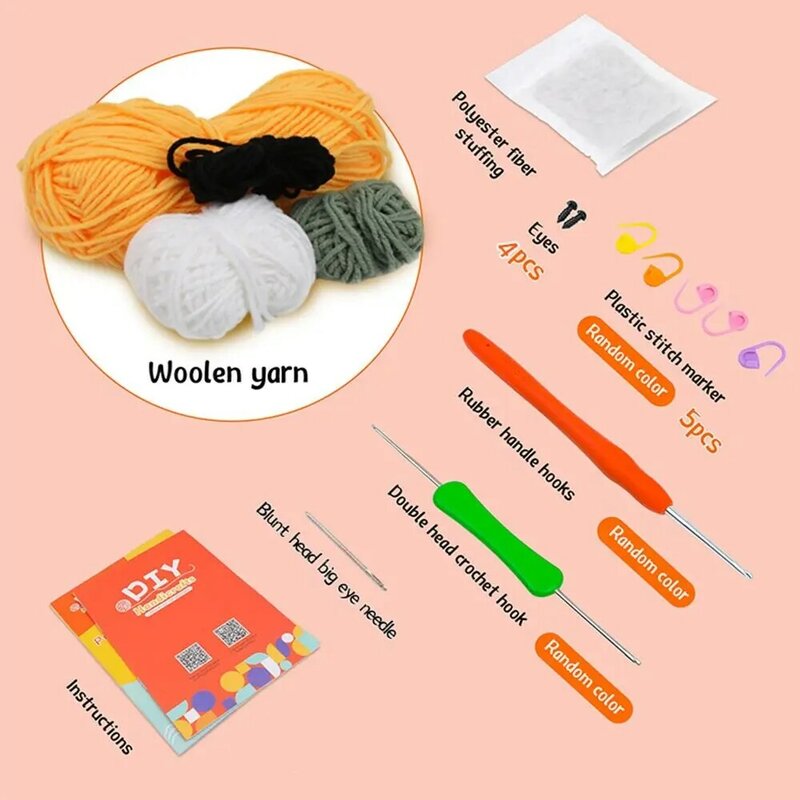 Muñecas colgantes para principiantes, Kit de tejido hecho a mano, hilo de lana, Kit de Material de ganchillo para mujeres
