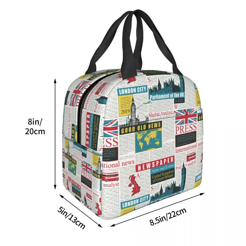 Britse Londonse Patroon Geïsoleerde Lunchtas Verenigd Koninkrijk Symbool Resuable Thermische Koeler Lunchbox Voor Vrouwen Kinderen Draagtassen