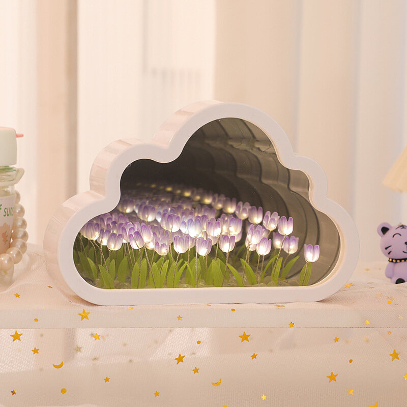 Handmade Tulip Cloud Nightlight para meninas, flor, flor, dia dos namorados, natal, presente de aniversário, DIY