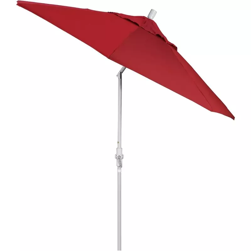 원형 알루미늄 시장 우산, 크랭크 리프트, 칼라 틸트, 흰색 막대, 네이비 올레핀 파티오 우산, 9 인치