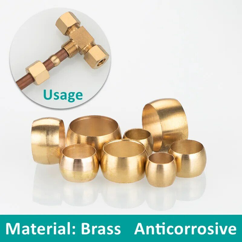 10pc Brass Double taper ferrule 4 6 8 10 12 14 20mm OD Compression Sleeve seal ring fittings Tube centralized lubrication system