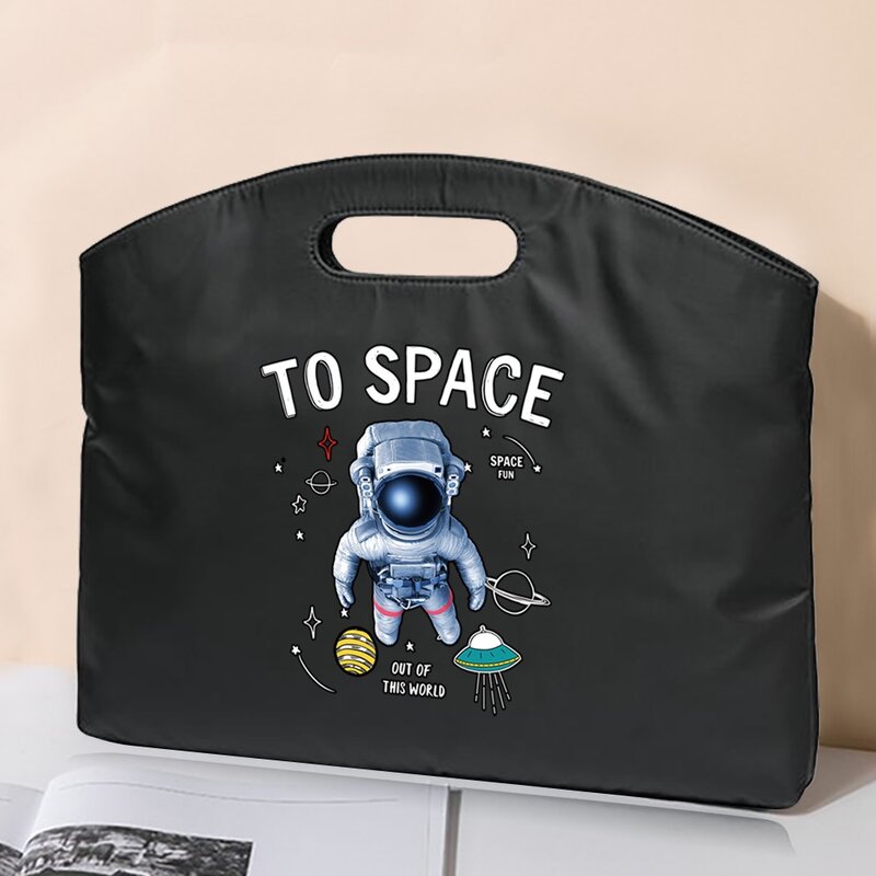 Mallette à la mode unisexe pour ordinateur portable, sac à main imprimé série astronaute, portefeuille d'affaires pour documents, sac de conférence pour tablette