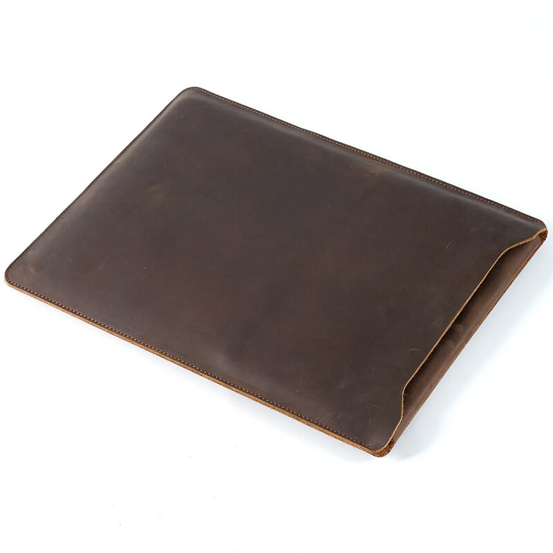 Bolsa de ordenador de cuero genuino Vintage, funda de piel de vaca para notebook, adecuada para Apple Huawei de 12 pulgadas, 13 pulgadas y 14 pulgadas