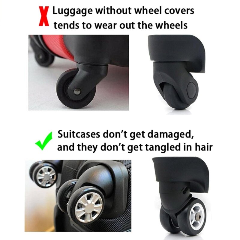 Bagagem Durável Spinner Roda Cobre, Redução de Ruído, Silicone Protector Sleeve para Mala De Viagem, Cadeira De Escritório, 8Pcs