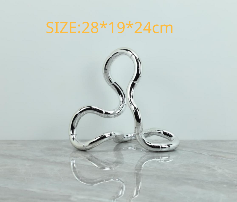 Silver Mobius Ring Modern Simple and Luxury Decoration Curved Indoor Living Room Abstract Linear Irregular Ornaments
