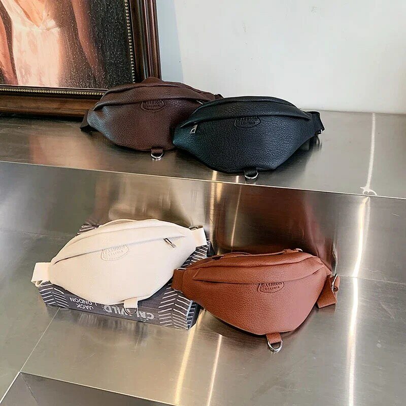 Zipper Solid Women's Waist Packs Women's Bags on Sale 2023 High Quality Fashion PU Waist Packs Soft Bolsas Femininas