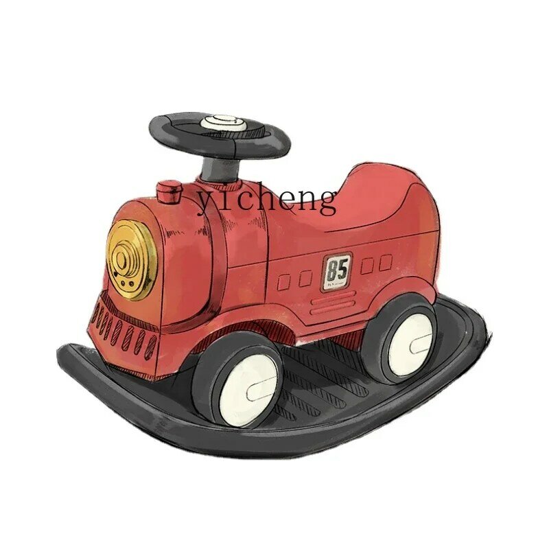 YY Rocking Horse Two-in-One Drop-Resistant Small Wooden Horse Birthday Gift for Boy Toy