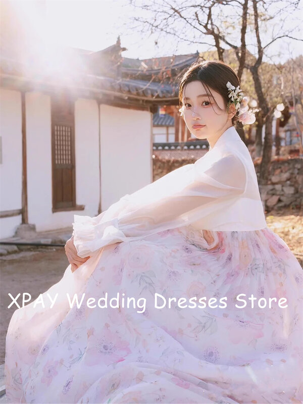 XPAY-V Neck mangas compridas Vestidos de casamento para o casamento Photo Shoot, Organza Plissados, Vestidos De Noiva, Custom Made, Plus Size, Jardim