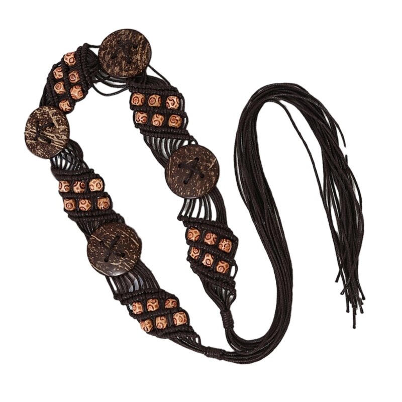 Handwoven Crochet Belt Vintage Rope Belt Bohemian Waistband for Female