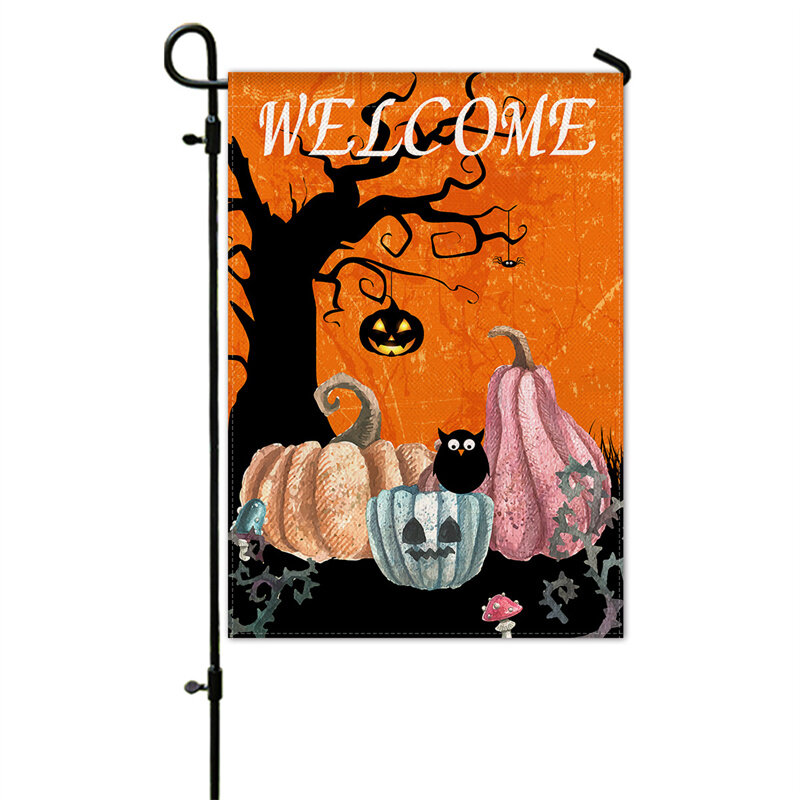 30 x45cm tema Halloween bandiera da giardino decorazione di Halloween lino zucca lettera teschio fantasmi giardino appeso Banner Yard Decor