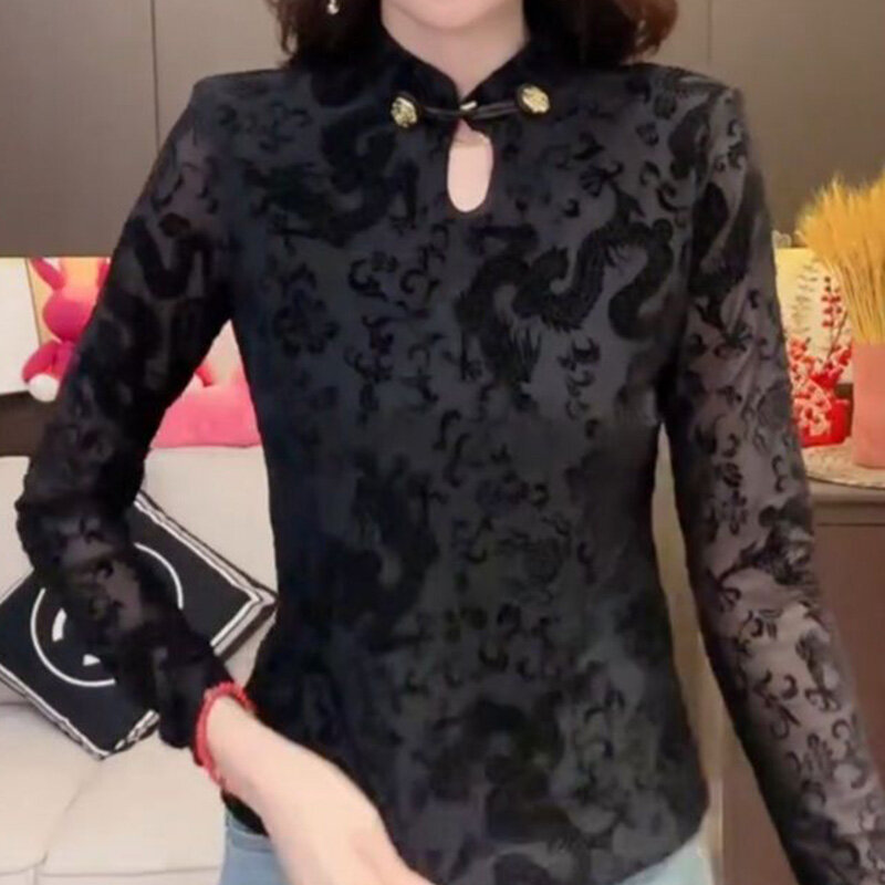 Женская Офисная рубашка с длинным рукавом, свободная повседневная элегантная рубашка большого размера, кружевные Асимметричные лацканы, шикарные топы Y2K, Новинка лета 2024