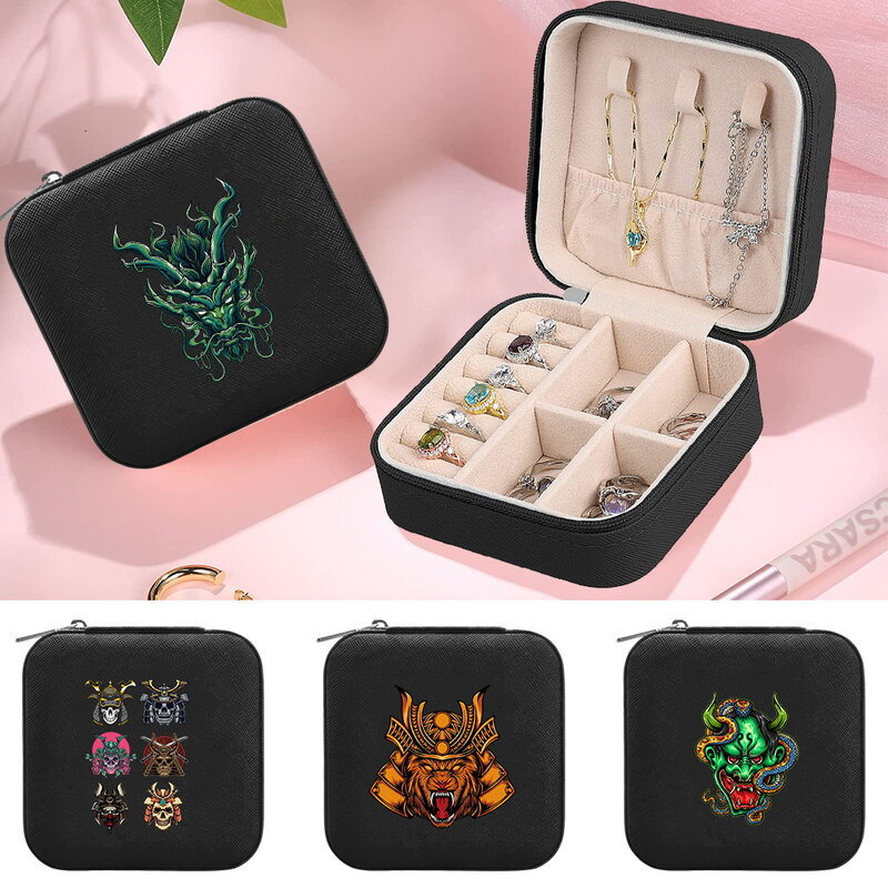 Women's Jewelry Storage Box Portable Travel Jewel Organizer Case New Zippered Monster Pattern Series Necklace Organizer Boxes