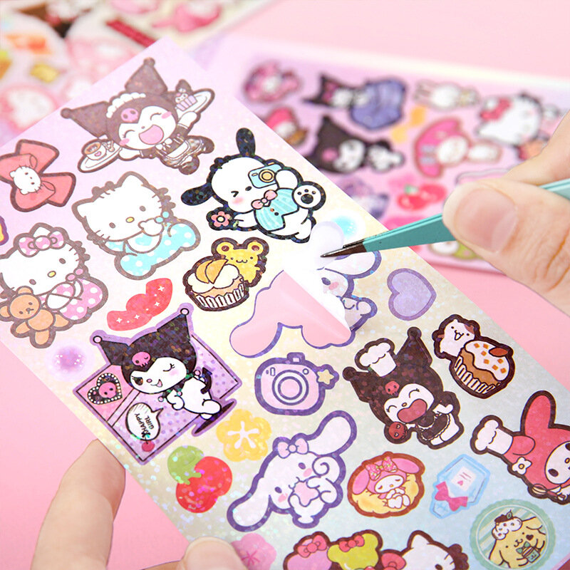 Sanrio Laser Goo Card Stickers Pacha Dog Kulomi ragazze cancelleria manuale decorazione Mobile Sticker Toy