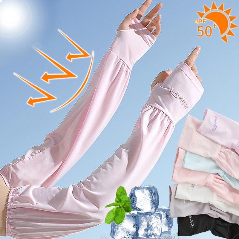 Uv Protection Arm Warmer Sleeves para homens e mulheres, Ice Silk, Sun-protective, Loose, Outdoors, ciclismo, tênis, esportes, verão, novo