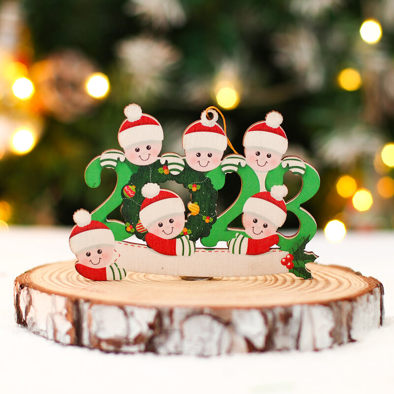 Pohon Natal liontin gantung kayu DIY pribadi keluarga dekorasi Natal untuk rumah 2023 ornamen Navidad 2024 Tahun Baru