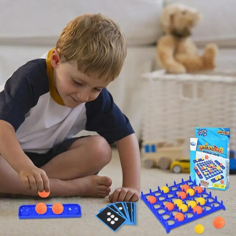 Jumping Ball Table Game Family Party Board Games Set Family Bouncing Balls Toy With 16 Balls 9 Challenge Cards And Game Grid For