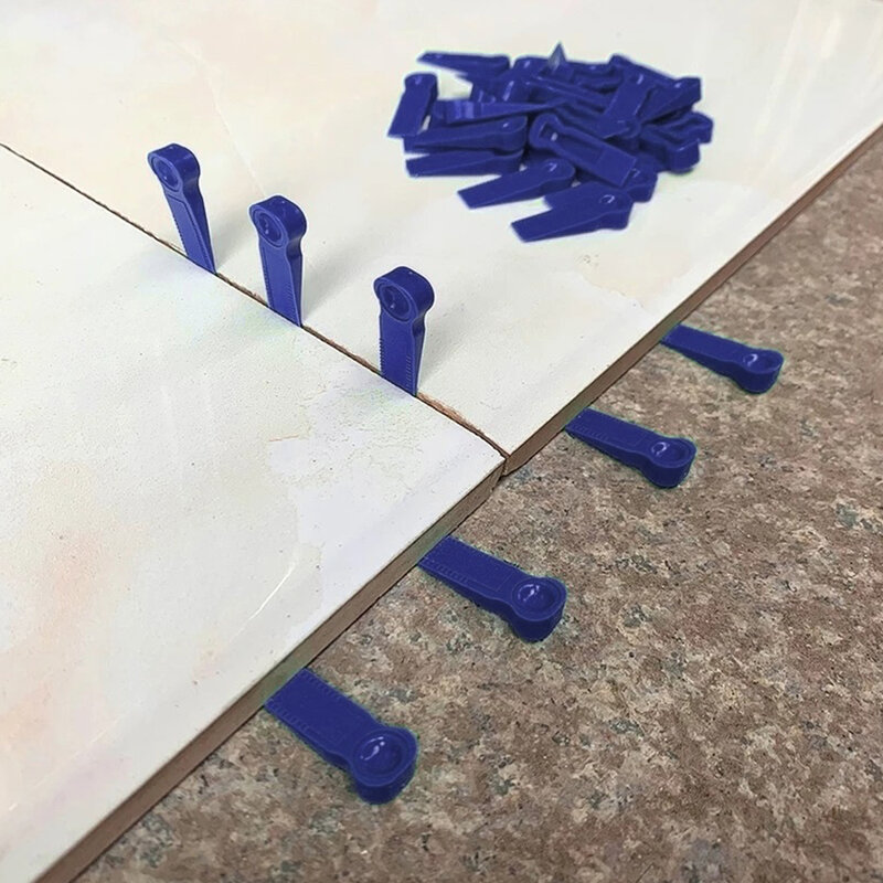 100 Stuks Plastic Tegel Spacers Herbruikbare Positionering Clips Wandvloertegels Gereedschapsset Afstandhouders Locator Leveler Niveau Blauw
