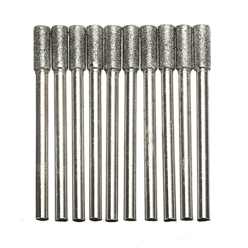 30PCS Diamond Coated Cylindrical Burr 4mm Chainsaw Sharpener Stone File Chain Saw Sharpening Carving Grinding Tools