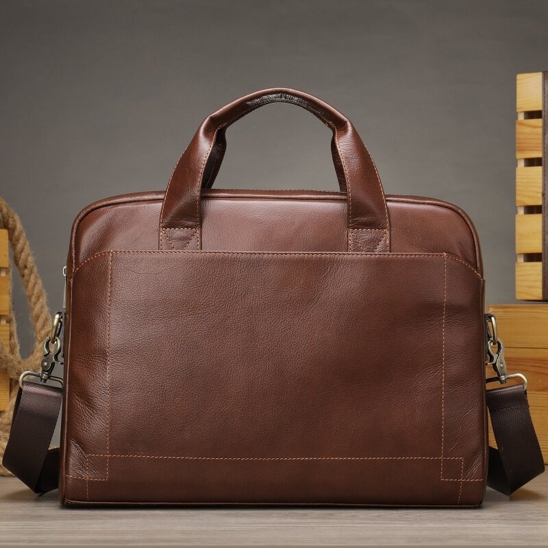 حقائب جلدية أصلية عتيقة للرجال ، حقيبة يد ذات سعة كبيرة ، حقيبة كتف للرجال ، حقيبة كمبيوتر محمول للأعمال ، فاخرة