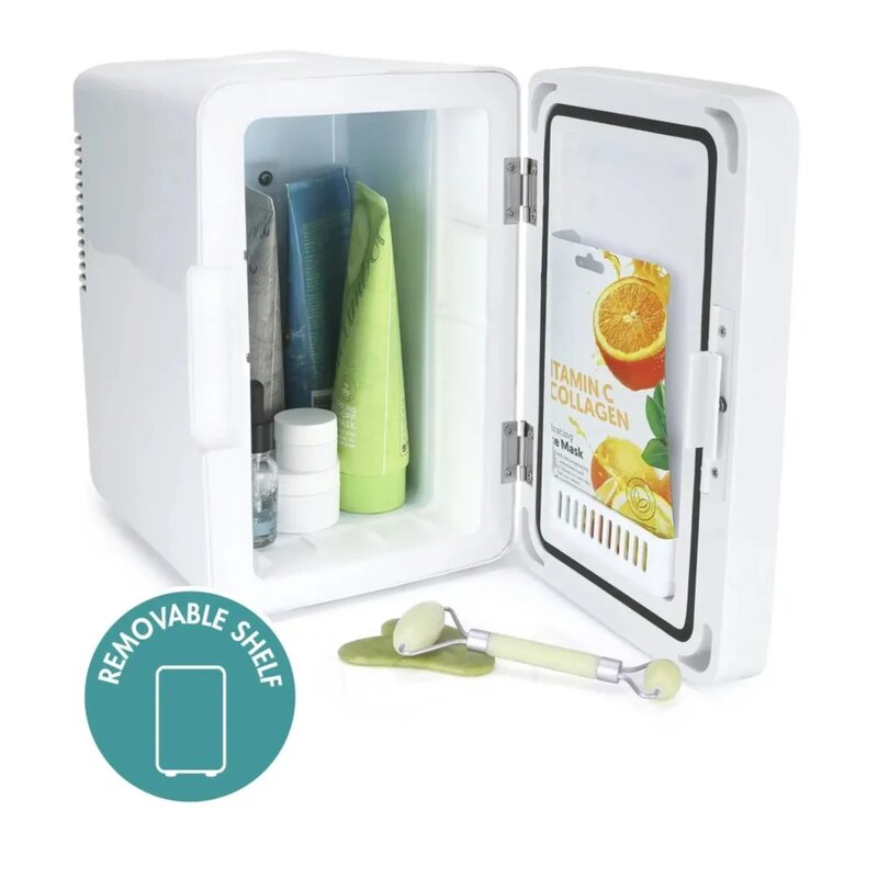 Mini réfrigérateur avec porte en verre, réfrigérateur Beauty Care, blanc, 6L