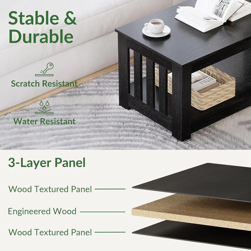Comfort Corner in legno One Style si adatta a tutti i tavolini da salotto rettangolare a 2 livelli, fattoria resistente ai graffi/all'acqua