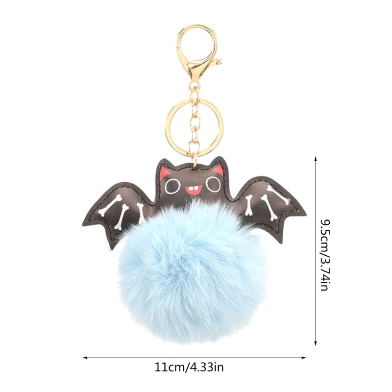 LLavero murciélago Halloween, bonito llavero felpa con bola peluche, colgante para bolso, elementos recuerdo