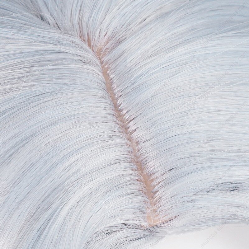 Peluca de Cosplay de Rite Shenhe de linterna de piel, 100cm de largo, trenza plateada, azul degradado, pelucas de pelo sintético resistente al calor para Halloween