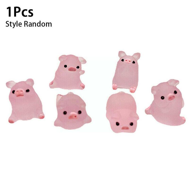 Mini Resina Cartoon Piggy Doll, Figurinhas Porco, Artesanato DIY, Decoração Miniaturas, Casa Handmade Scrapbook, terra Z7C7, 1Pc, Kawaii