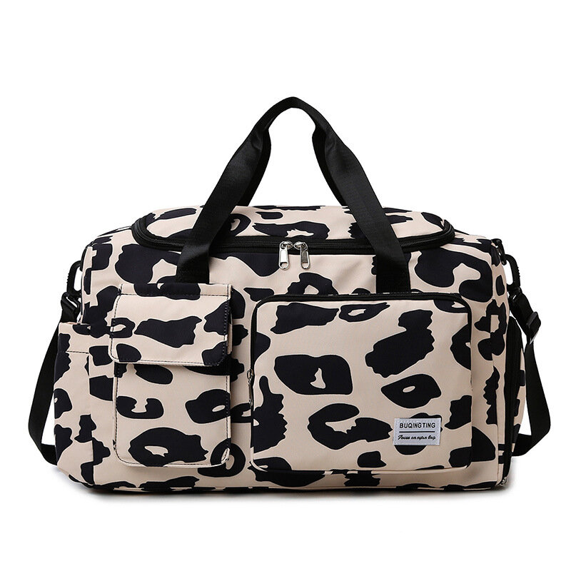 Neue Leoparden muster Reisetasche Nylon Sport-Sporttasche mit großer Kapazität und Schwimm wasch beutel wochen ende über Nacht Gepäck tasche