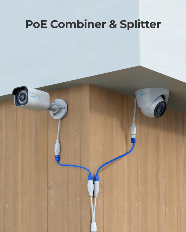 RLA-POECS1 Reolink, tahan air PoE Combiner & Splitter, menjalankan dua kamera pada satu kabel tunggal, dirancang untuk menggunakan kamera PoE