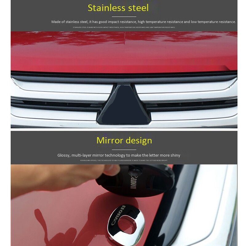 Stainless Steel SLIM Outlander Wording 3D Letter Sticker Trim for Mitsubishi Outlander