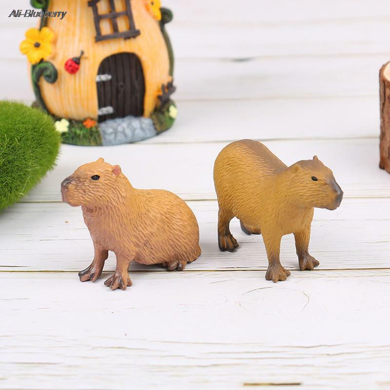 FIGURA DE ACCIÓN DE Capybara para niños, minifiguras de modelos de animales salvajes bonitos de simulación, juguete de colección, regalo