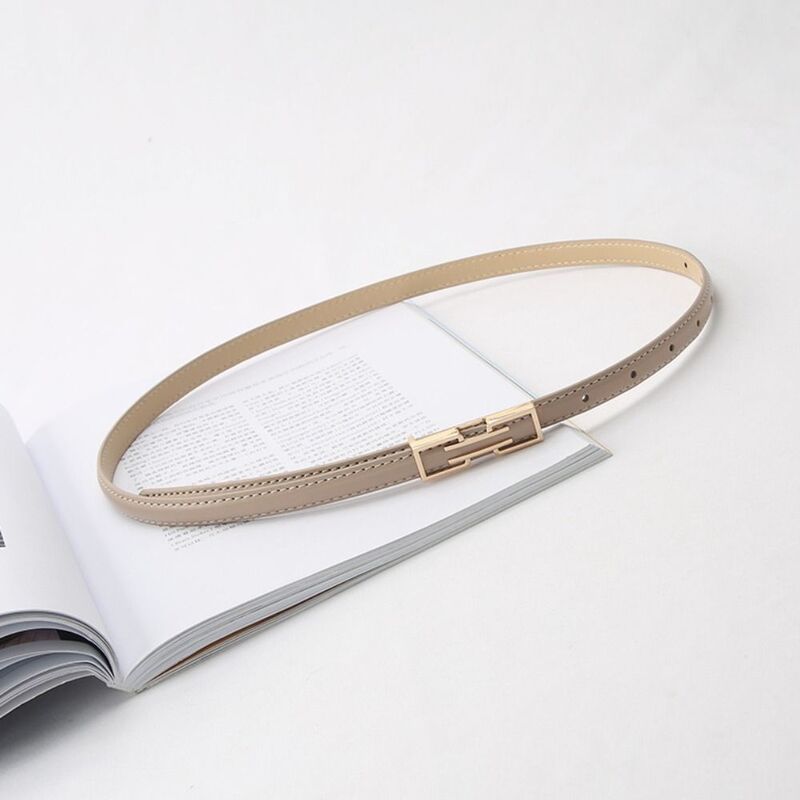 Fashion Women PU Leather Thin Belt Solid Color Skinny Waist Metal Buckle Ladies Trouser Dress Decoration Waistband