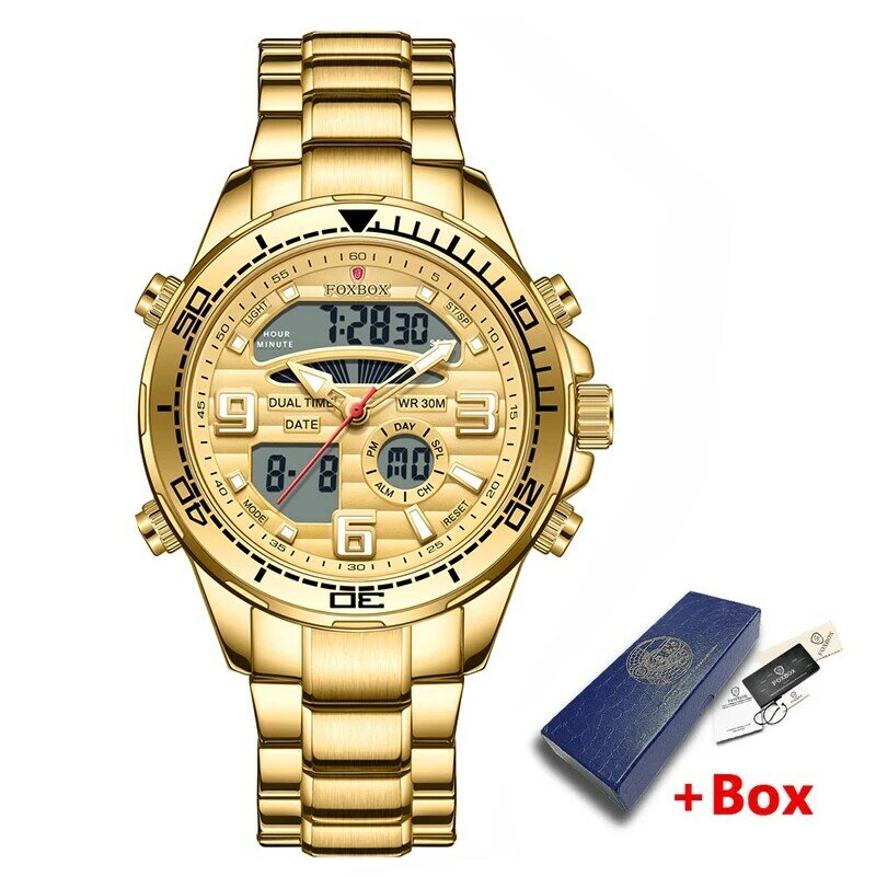 LIGE ดั้งเดิมสุดหรูนาฬิกาผู้ชาย Chronograph กีฬาทหารควอตซ์นาฬิกาข้อมือสแตนเลสสตีลนาฬิกากันน้ำ