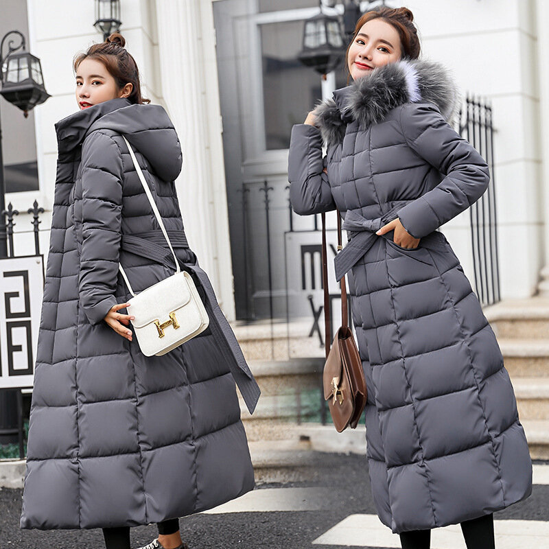 Elegant Long Parkas for Women Autumn Winter 2023 New Korean Fashion Hooded Thicken Warm Jackets Ladies Long Y2k Coats