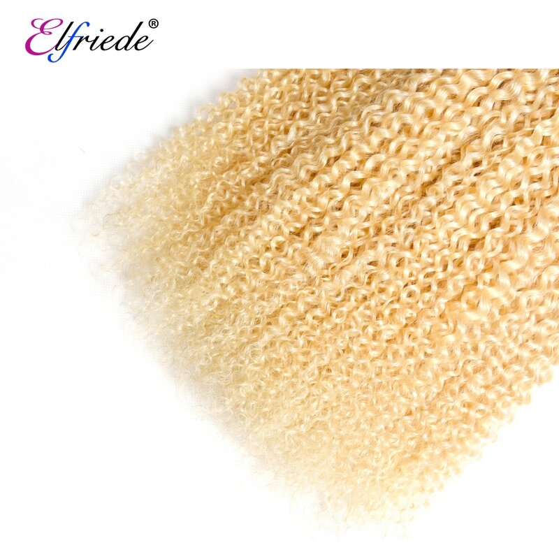Elfriede #613 Blonde Kinky Curly Human Hair Bundles 100% Human Hair Extensions Remy Hair Weaves 3/4 Bundle Deals Human Hair Weft