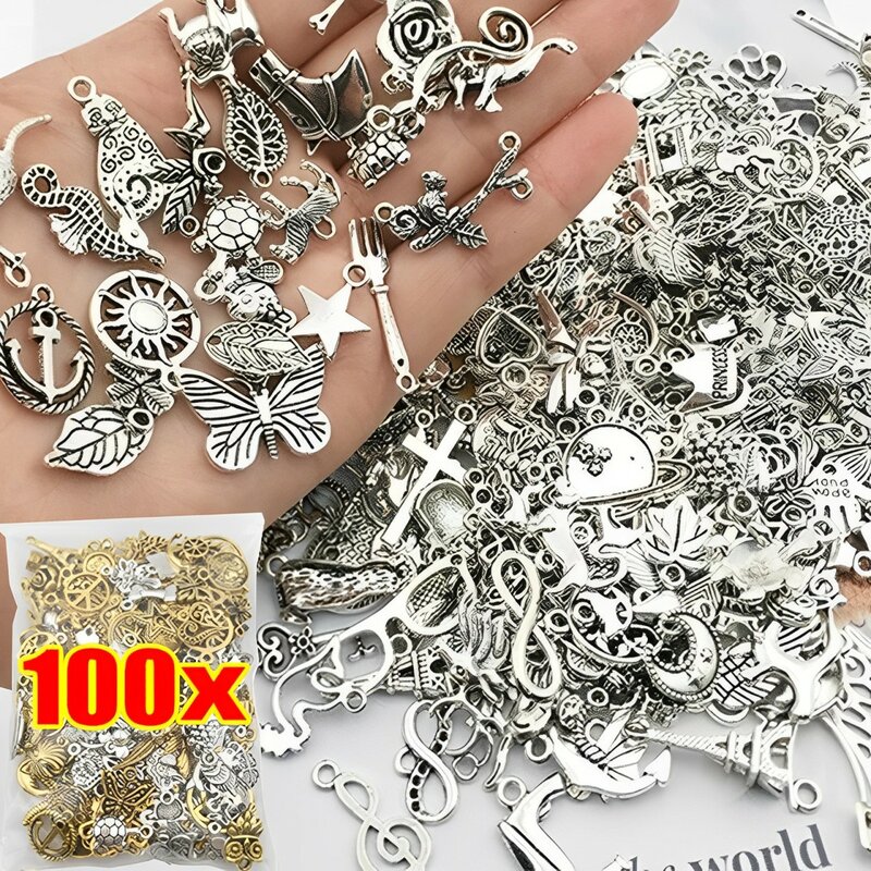30/100Pcs Vintage Mixed Metal Animal Birds Charms Beads Handmade DIY Bracelet Pendant Neacklace Clips Jewelry Making Findings