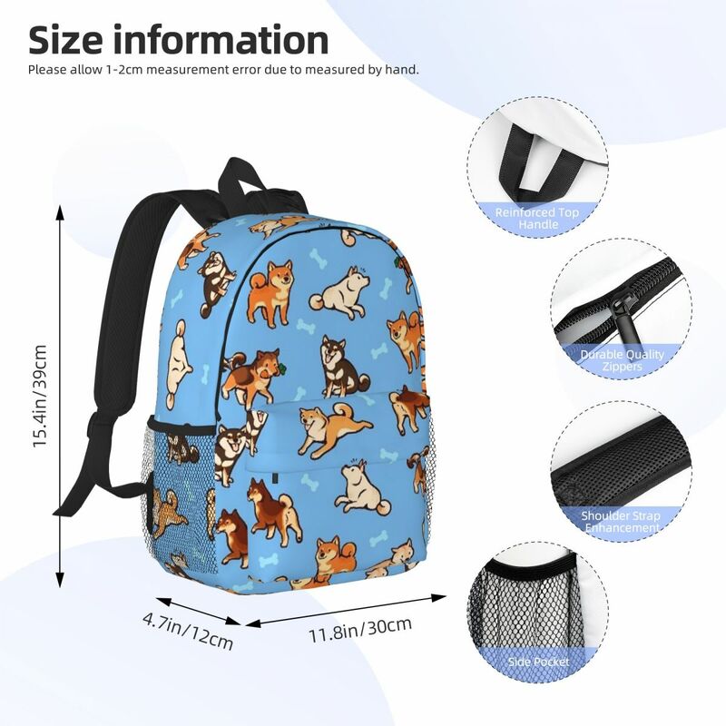 Shibes In Light Blue mochilas para niños y niñas, mochila escolar de dibujos animados, mochila para portátil, bolso de hombro de gran capacidad