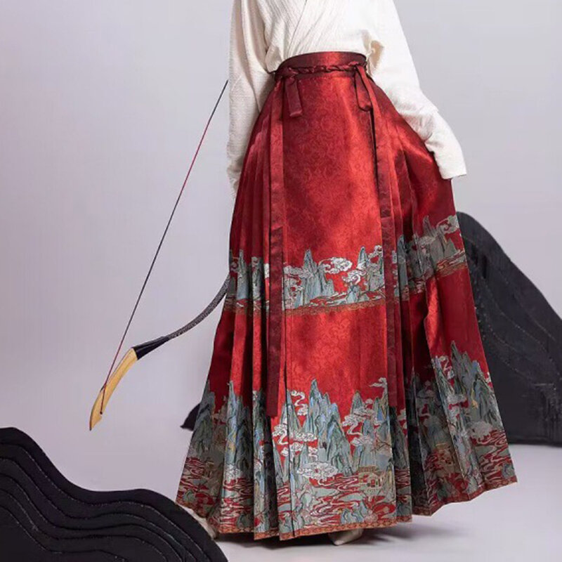 女性のための伝統的なポリエステルドレス、パーティーのスカート、馬の顔の長さのスカート、黒のカーディガン、中国風、ユニバーサル