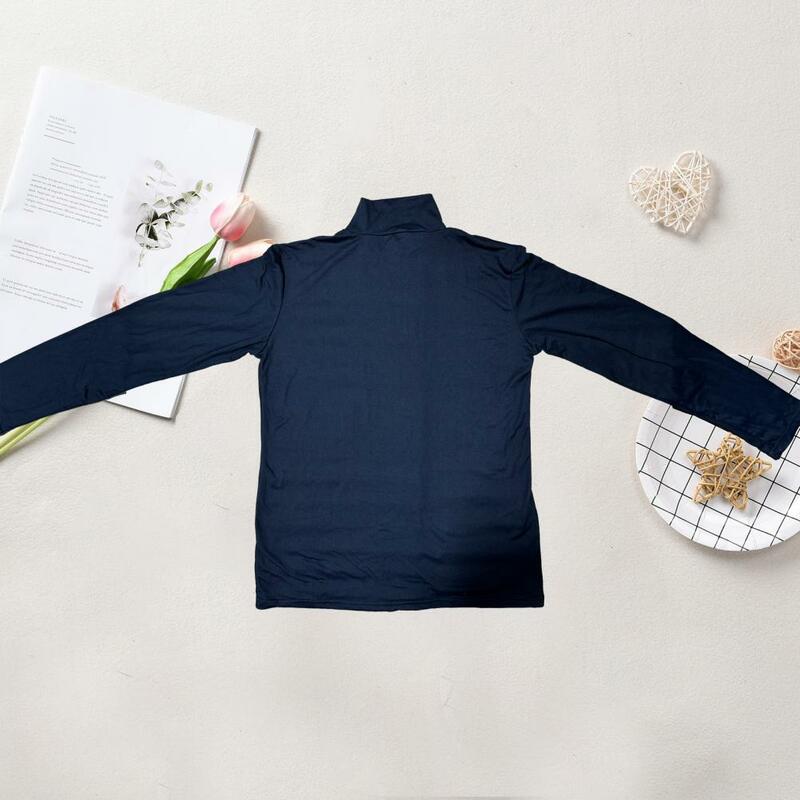 Jersey ajustado de manga larga para hombre, jersey de cuello alto suave, camisa de punto para uso diario, moda
