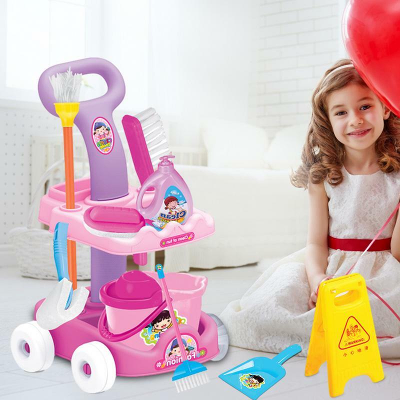 어린이 청소 장난감 세트, 시뮬레이션 하우스 키즈, 청소 걸레, 빗자루 놀이 장난감, 크리스마스 선물