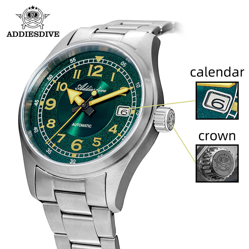ADDIESDIVE Men's Dive Watch 39mm NH35 Automatic Mechanical Watch Sapphire Waterproof 200m Stainless Steel Luminous WristWatches