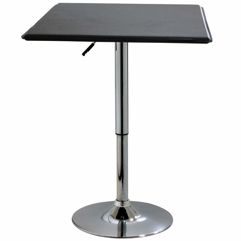 Tavolo da Bar quadrato regolabile da 26 "a 36" in altezza classico con finitura nera da bistrot con rivestimento in vinile