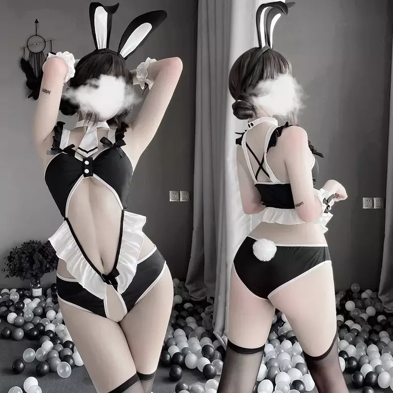 Costume da coniglio Sexy giapponese set di biancheria da donna Costume da coniglio impertinente uniforme da Cosplay tuta da ragazza carina coniglietto tuta da tentazione porno