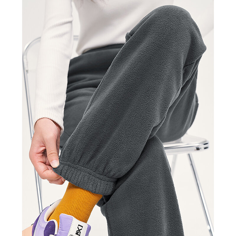 Toyouth Women Fleece Sweatpants 2022 Winter Elastic Waist Straight Long Trousers Soft Warm Casual Streetwear Sport Pants