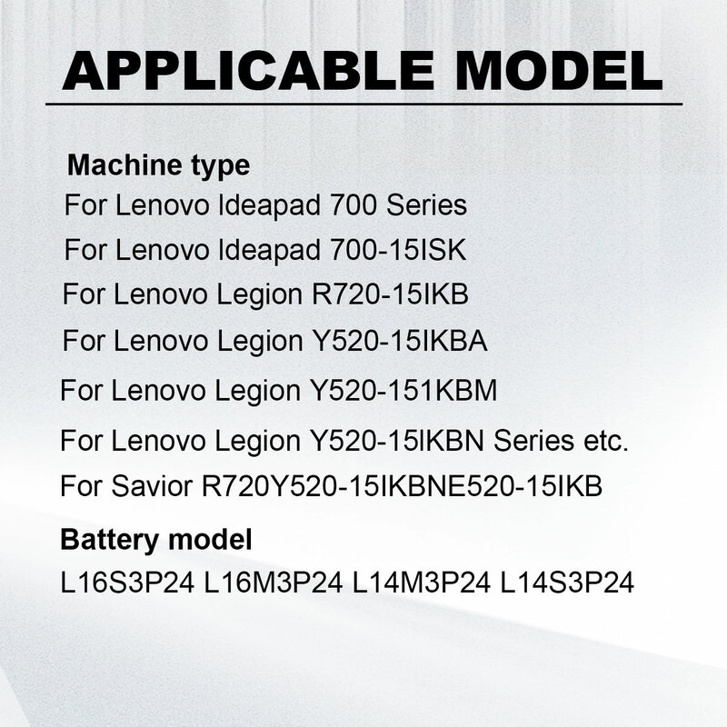 Batteria per Laptop muslimex per Lenovo Ideapad 700-15ISK,151SK 17ISK,Legion R720 Y520-15IKBA 15IKBM 15IKBN