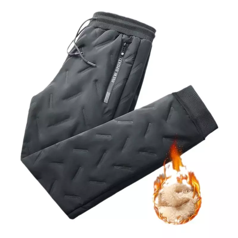 Pantalon de survêtement chaud en laine d'agneau pour homme, pantalon d'hiver coupe-vent épais, pantalon droit résistant au froid, confortable, L-7XL fjSize